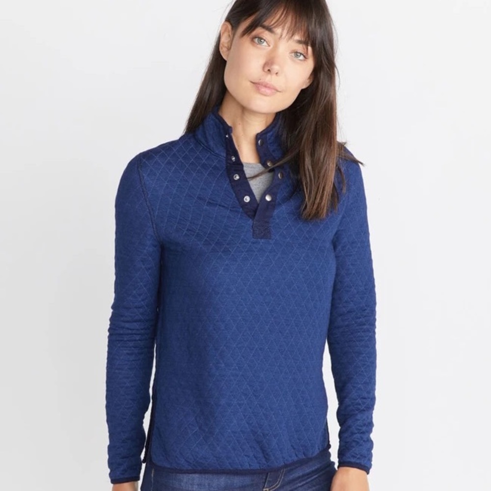 Marine Layer Lady Corbet quilted pullover sweatshirt sweater small indigo blue